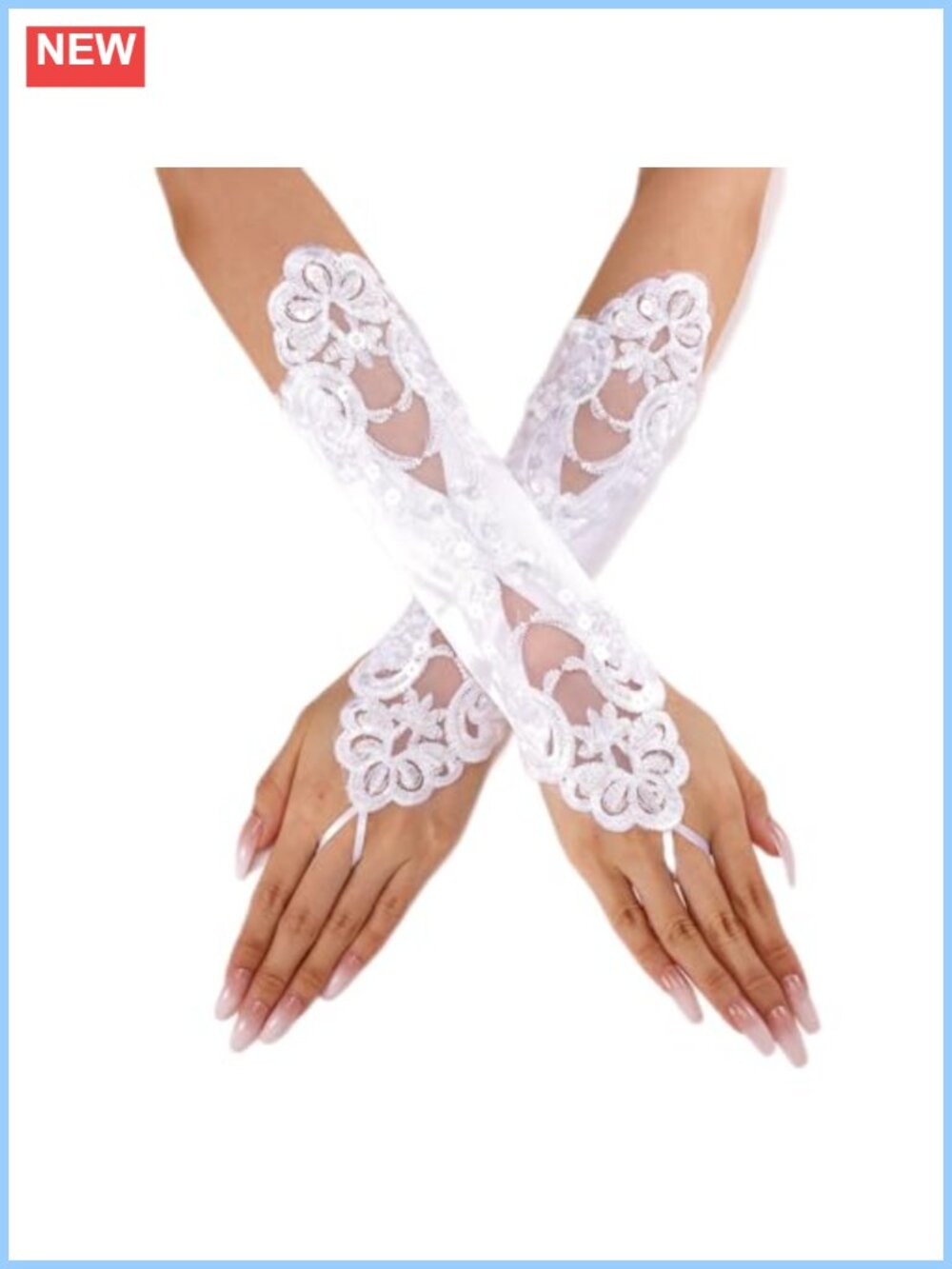 Satin Lace Fingerless Gloves Sequin Beaded Wedding Party